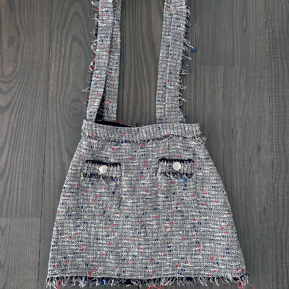 Zara Gray Tweed Mini Skirt with Multicolor Speckle